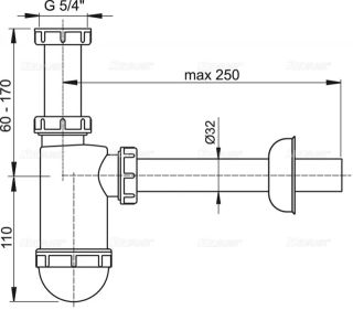 Сифон для раковины AlcaPlast ?32 с накидной гайкой 5/4" A430